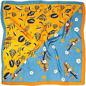 Head Scarf For Women Hair F20-orange-blue Branch(35*35inch）